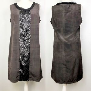 VERA WANG Black Gray Grey Sequin MIDI Dress 12 XL